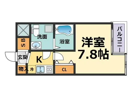 セレニテ甲子園II(1K/1階)の間取り写真