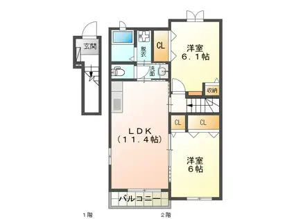 アスリートA(2LDK/2階)の間取り写真