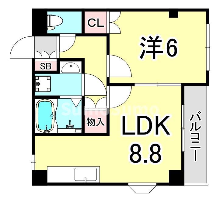 ソレイユ段上(1LDK/2階)の間取り写真