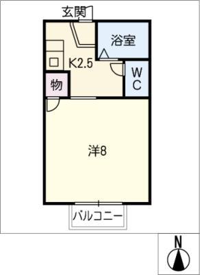 ウィングスズカ(1K/1階)の間取り写真