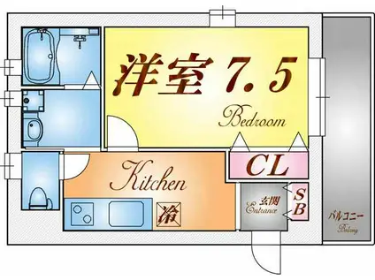 ラ・ルーチェ須磨本町(1K/2階)の間取り写真