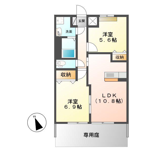 あいな39(2LDK/1階)の間取り写真