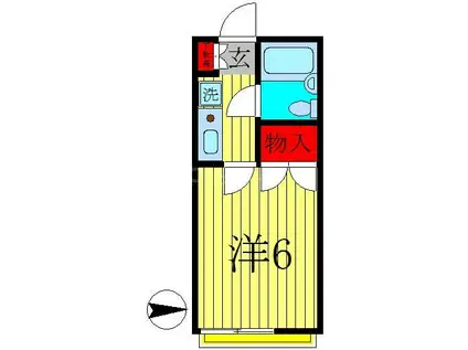 ダイヤモンドハウス(1K/1階)の間取り写真