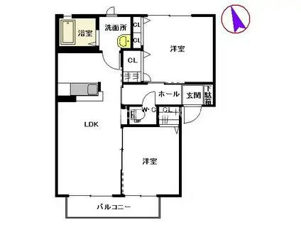 サウザンドタウン  D棟(2LDK/2階)の間取り写真