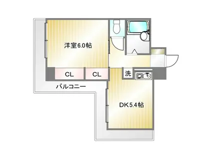 ブルームライフ兵庫(1DK/10階)の間取り写真