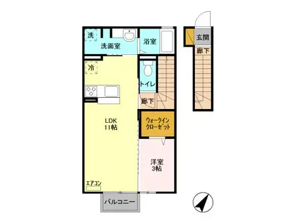 フォーゲルテラス ブラウI(1LDK/2階)の間取り写真