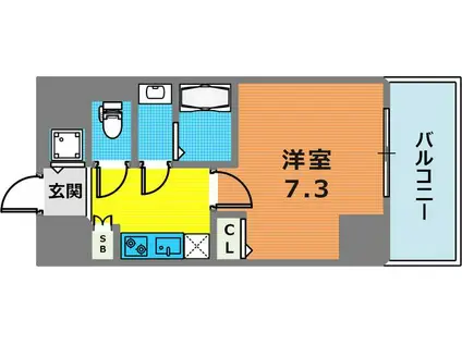 レジデンス神戸レガーロ(1K/3階)の間取り写真