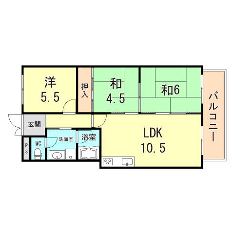 シャルムロアイヤル朝霧(3LDK/1階)の間取り写真