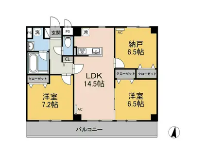 GLORIOSA(3LDK/3階)の間取り写真