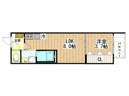 MUSE ZIO V(1LDK/2階)の間取り写真