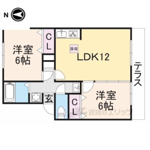 レークハイツ伊庭Ⅱ(2LDK/2階)の間取り写真