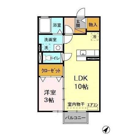 グランドソレイユ(1LDK/2階)の間取り写真