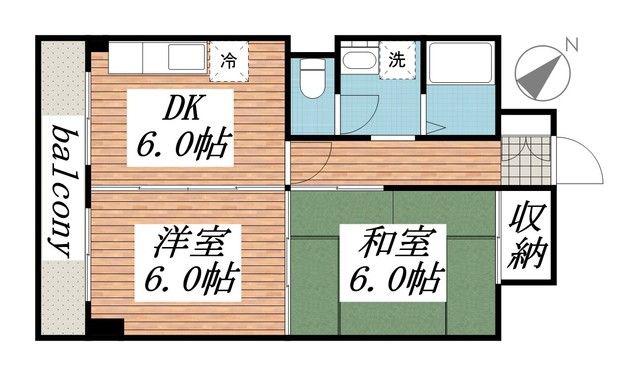 山口マンション(2DK/7階)の間取り写真