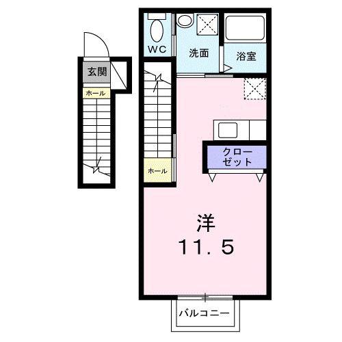 ミッドレジデンス角田(ワンルーム/2階)の間取り写真