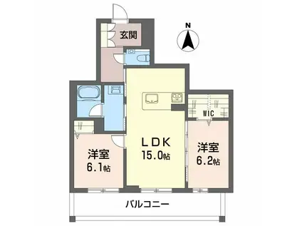 カルム・ラ・ポーズ(2LDK/3階)の間取り写真