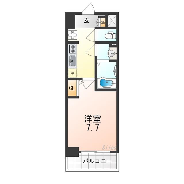 SOPHIA COURT鳳(1K/8階)の間取り写真
