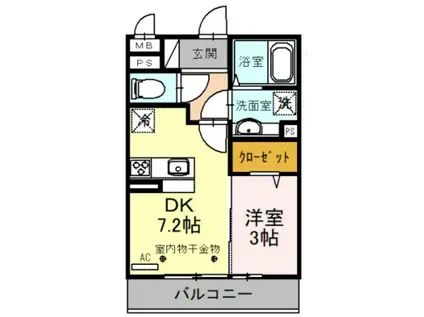 ロンサールII(1DK/3階)の間取り写真