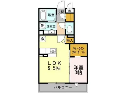 ディアコート(1LDK/2階)の間取り写真