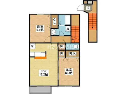 メゾン・ド・サンパティーク(2LDK/2階)の間取り写真