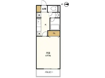 ＪＲ仙山線 東照宮駅 徒歩7分 2階建 築24年(1K/1階)の間取り写真