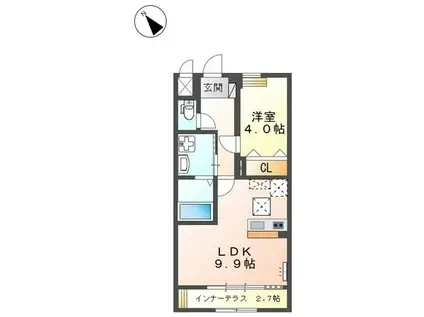 STAR WINGS(1LDK/1階)の間取り写真