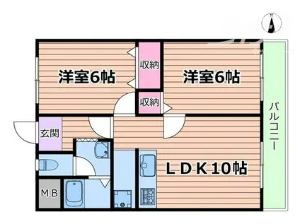 竹之西コーポラス(2LDK/2階)の間取り写真