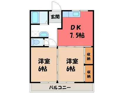 フローラ(2DK/2階)の間取り写真
