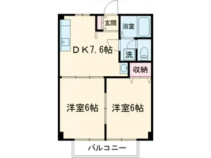 コンフォートエイジB(2DK/2階)の間取り写真