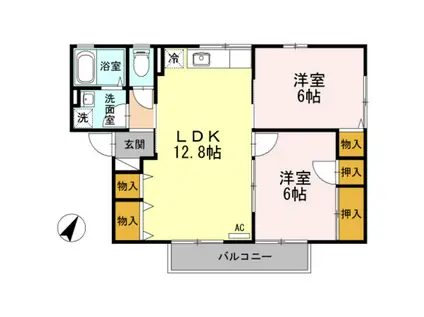 セジュール中相田II(2LDK/2階)の間取り写真