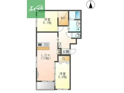 カーサ・グラン赤迫(2LDK/3階)の間取り写真