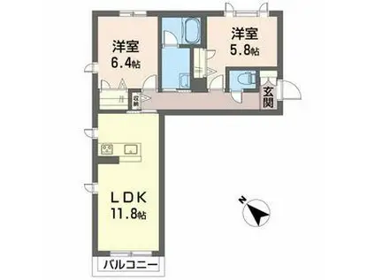 コンフォートガーデン(2LDK/2階)の間取り写真