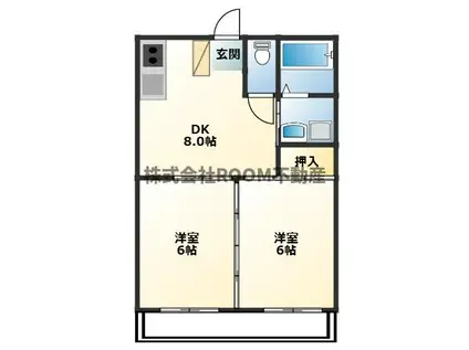 コーポソレイユ(2DK/2階)の間取り写真