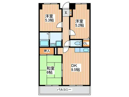 ハイブリッジ門真(3DK/2階)の間取り写真