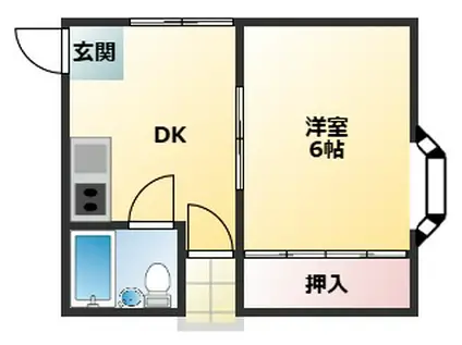 パークサイド平野A(1DK/2階)の間取り写真