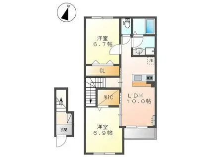 グリシーヌ(2LDK/2階)の間取り写真