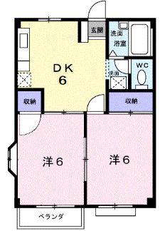 エルディム千田A(2DK/2階)の間取り写真