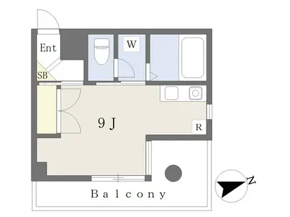 ロイヤルプラザ郡山(ワンルーム/2階)の間取り写真