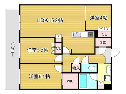 ザ・サンパーク小倉駅タワーレジデンス(3LDK/4階)の間取り写真