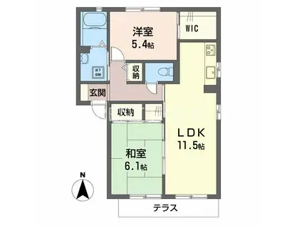 シャーメゾン植田C棟(2LDK/1階)の間取り写真