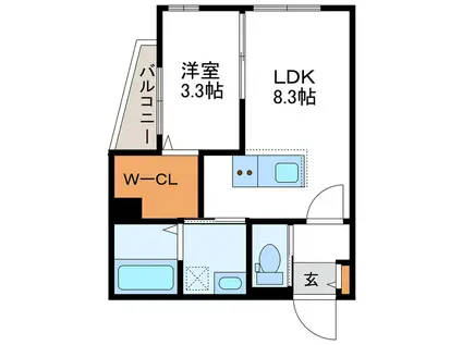 MAISON RIEL 東区役所前 メゾンリエル(1LDK/2階)の間取り写真