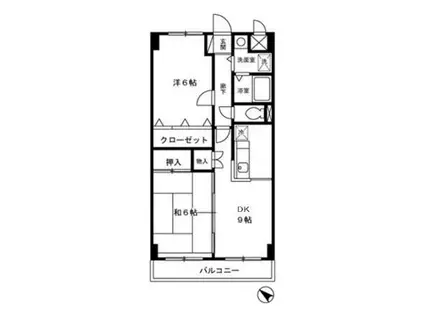 クレッセ(2DK/2階)の間取り写真