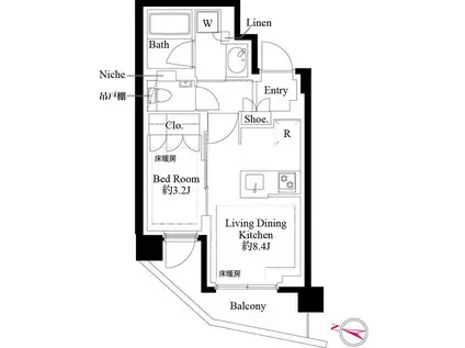 343レジデンス品川(1LDK/1階)の間取り写真