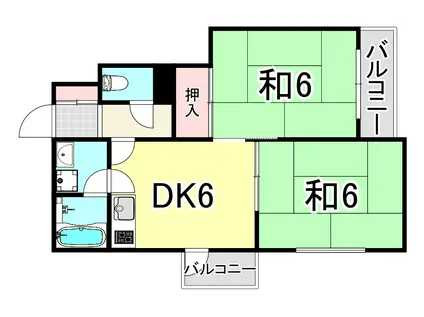 ルミエール塚口(2DK/2階)の間取り写真