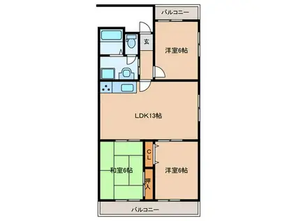 プラザ一宮(3LDK/3階)の間取り写真