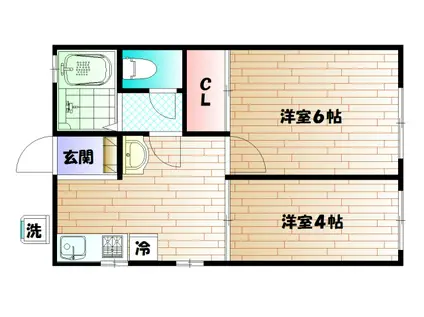 西海文化(2DK/2階)の間取り写真