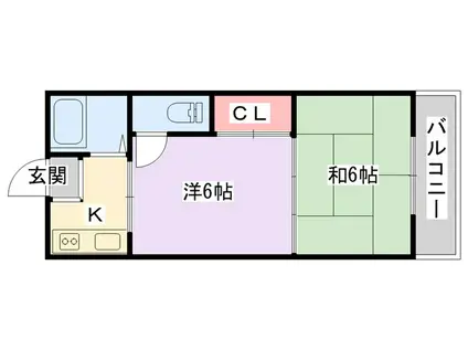 発春八坂ハイツ(2K/3階)の間取り写真