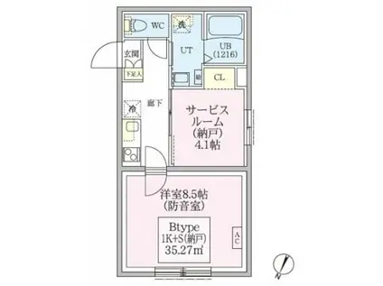スカイラシクラス田園調布本町(1SK/1階)の間取り写真