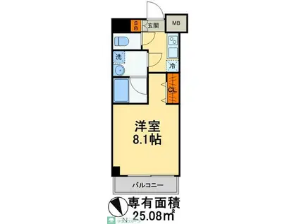 オーキッドレジデンス船橋本町(1K/6階)の間取り写真