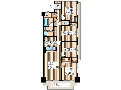 サザントゥリーII(4LDK/2階)の間取り写真