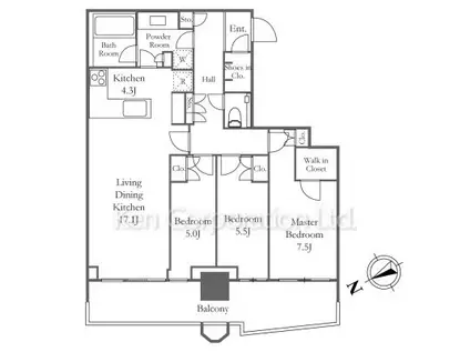 パークタワー勝どきミッド(3LDK/42階)の間取り写真